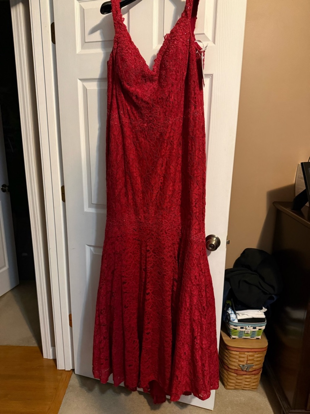 JVN Red Lace Formal Gown